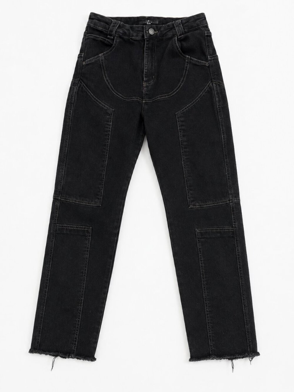 Rosa Cha Dark Wash Barrel Leg Jeans Size 28 High-Rise Frayed Hem Italy